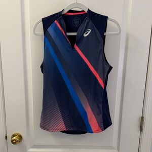 Asics Women's Tank Top - Navy and Pink Stripes